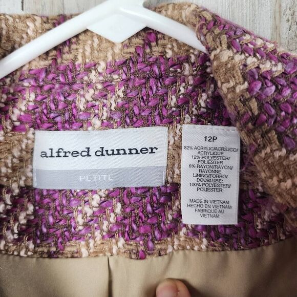 Alfred Dunner Blazer Purple Tan Check Size  12P - Picture 3 of 11